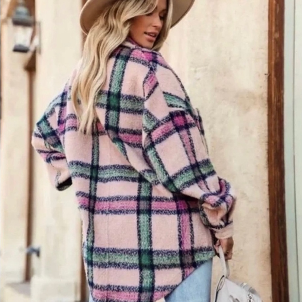 Vici Pink plaid shacket